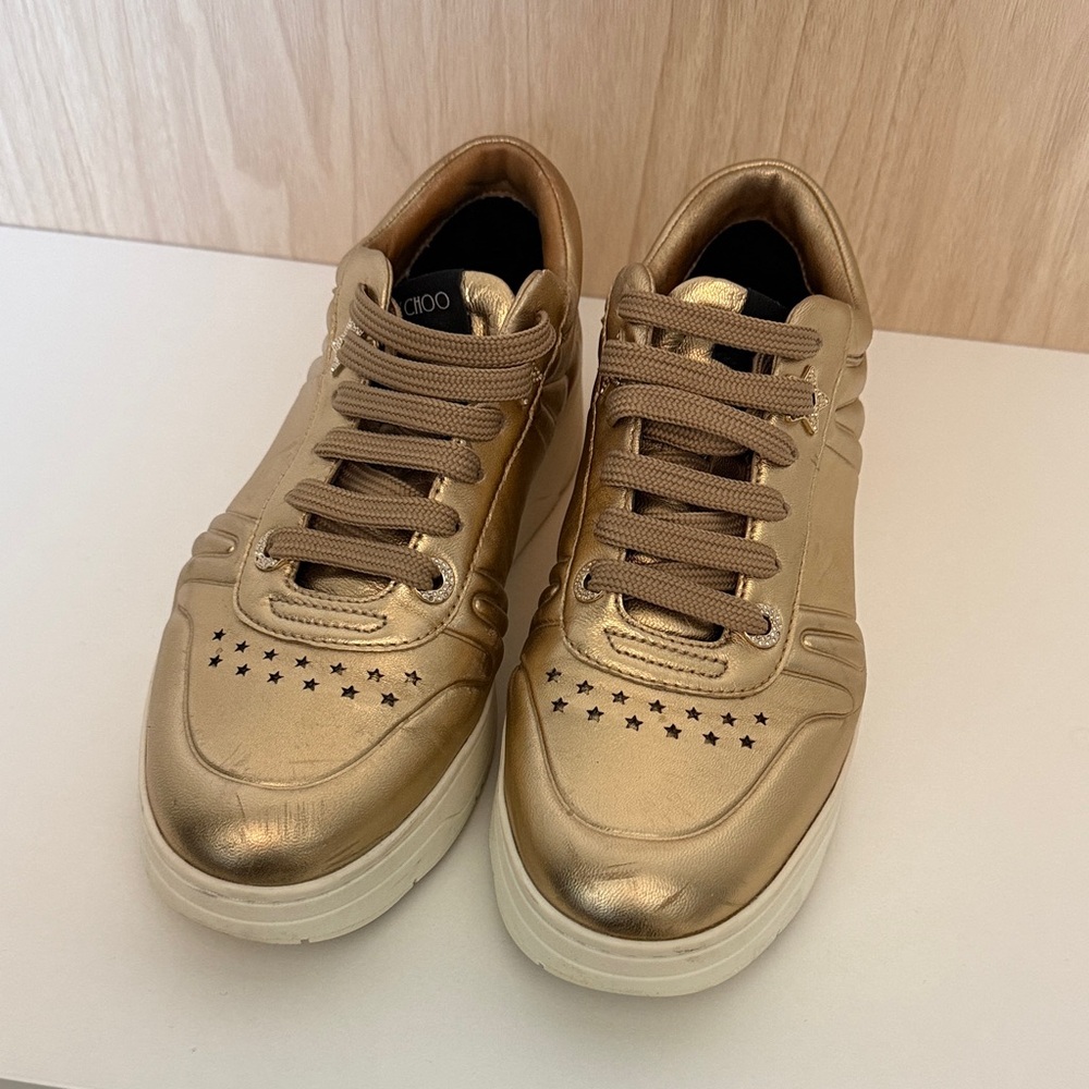 Jimmy Choo Metallic Calfskin Sneakers